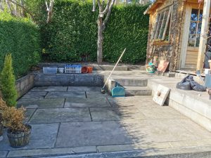 cleared patio area